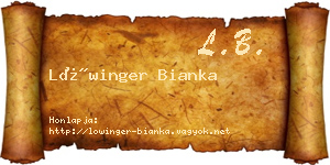 Lőwinger Bianka névjegykártya